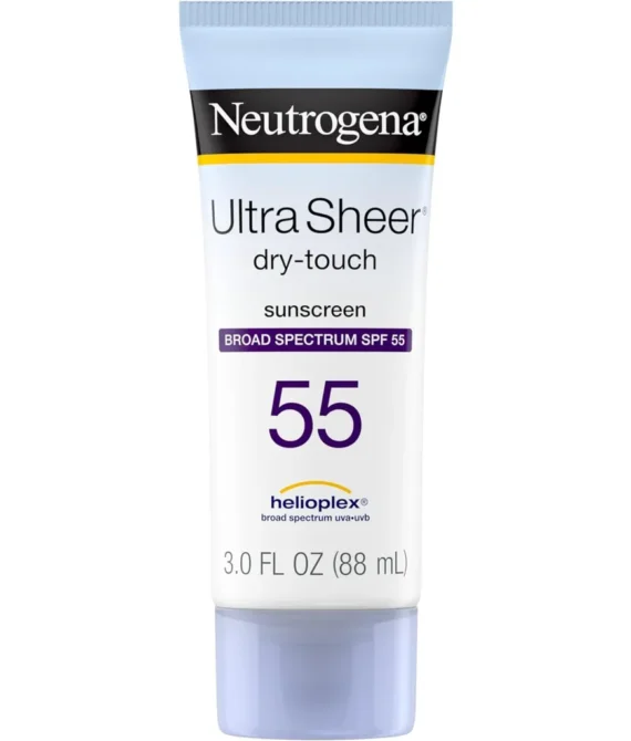 Neutrogena Ultra Sheer Dry-Touch Sunscreen Lotion Broad Spectrum SPF 55 UVA/UVB Protection Oxybenzone-Free Light Water Resistant Non-Comedogenic & Non-Greasy Travel Size 3 fl. oz