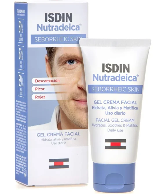 ISDIN Nutradeica Facial Gel Cream 50ml | For Seborrheic Skin | Hydrates Soothes and Matifies skin