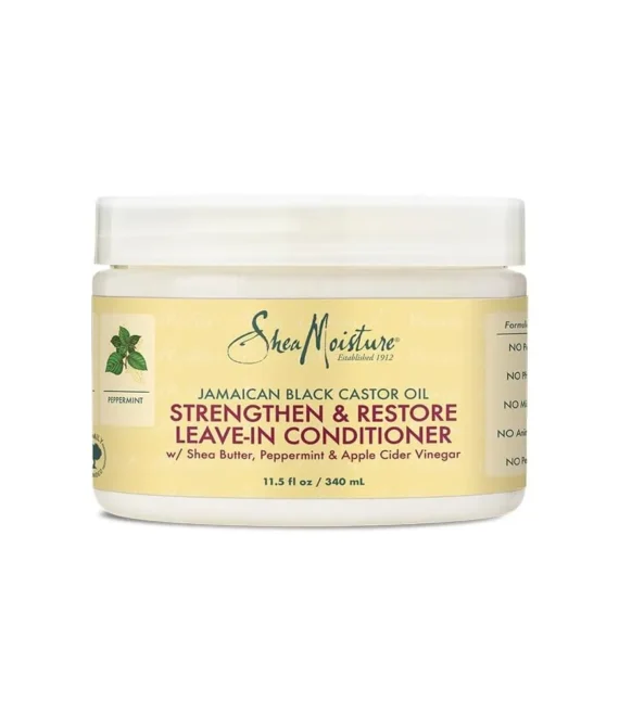 Shea Moisture Jamaican Black Castor Oil Strengthen & Restore Leave-In Conditioner w/ Shea Butter Peppermint & Apple Cider Vinegar 11.5 oz (340ml)