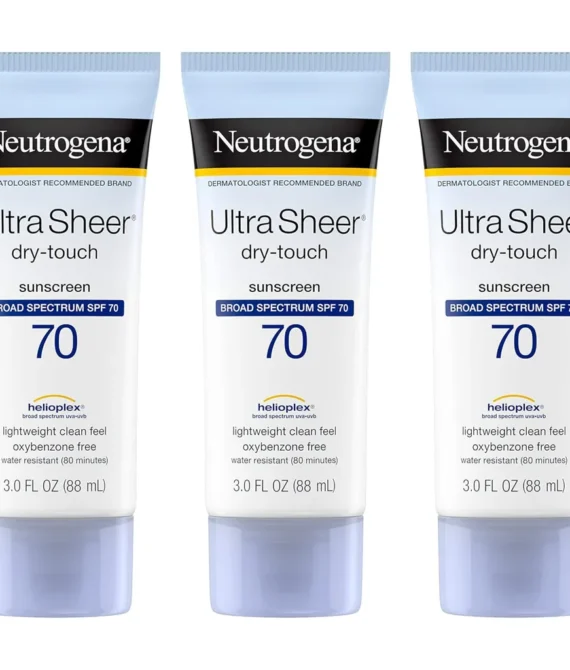 Neutrogena Ultra Sheer Dry-Touch Sunscreen Lotion Broad Spectrum SPF 70 UVA/UVB Protection Lightweight Water Resistant Non-Comedogenic & Non-Greasy Travel Size 3 fl. oz