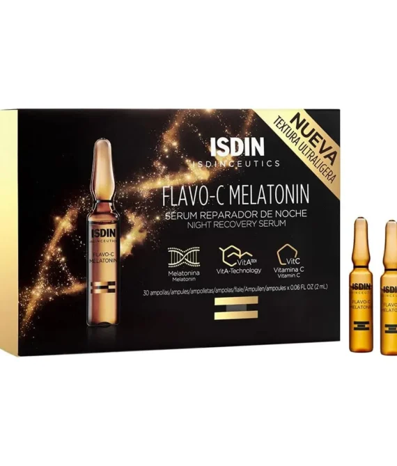 Isdin Isdinceutics Flavo-C Melatonin Night Repair Serum (30 Ampoules) | Stimulates The Antioxidant Defences Of The Skin