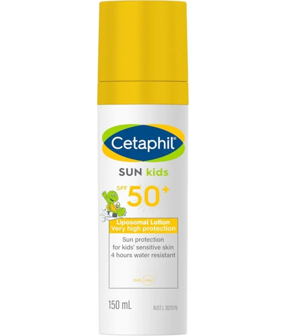 Cetaphil Sun Kids Liposomal Lotion SPF 50+ Face & Body Moisturizer sunscreen for Sensitive Skin Very High Protection and Water Resistent Unscented 150ml