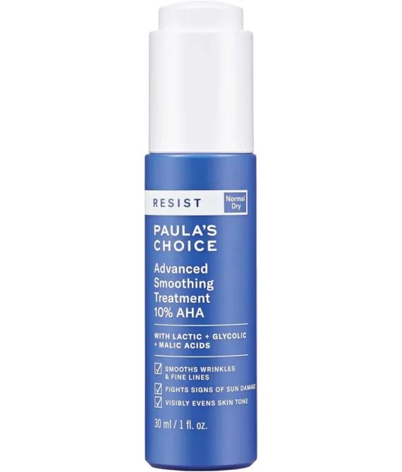 Paulas Choice RESIST Smoothing Treatment AHA Serum Exfoliant 30ml Bottle Facial Exfoliator for Dry and Very Dry Skin Non-Abrasive Chemical Exfoliant