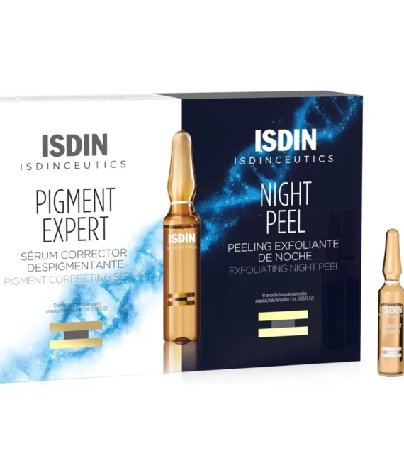 ISDIN Isdinceutics Anti-Dark Spot Pigment Expert (10 ampoules) and Night Peel (10 ampoules) | Pigment Correcting Serum and Exfoliating Night Peel