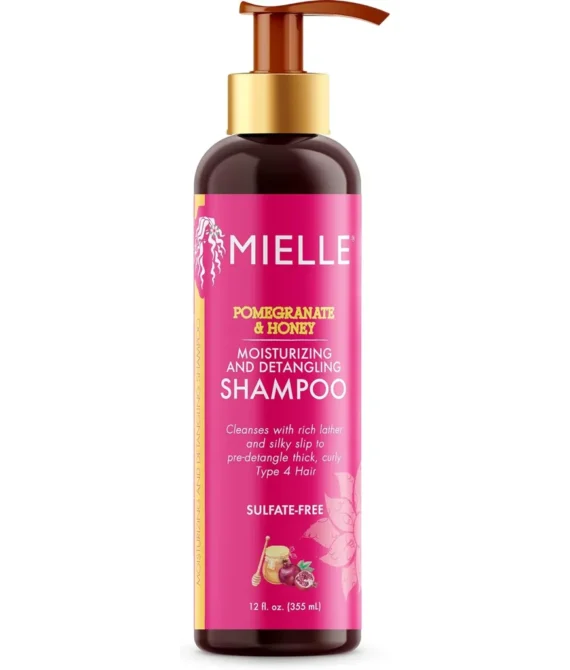 Mielle Organics Pomegranate & Honey Moisturizing and Detangling Shampoo Hydrating Curl Cleanser For Dry Damaged Type 4 Hair Repair Restore and Prevent Frizz 12-Fluid Ounces