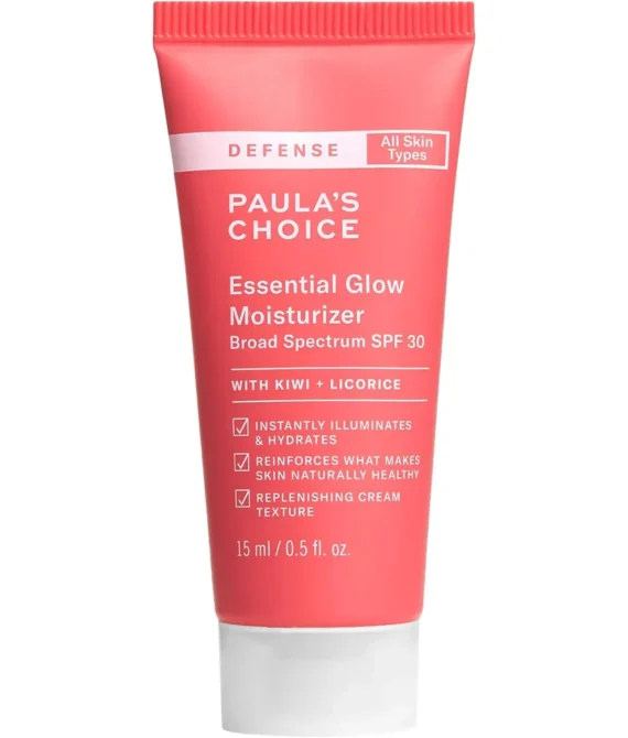 Paulas Choice-DEFENSE Essential Glow Moisturizer with SPF 30 Vitamin C & E Niacinamide Argan Oil & Resveratrol Anti-Pollution 0.5 Oz