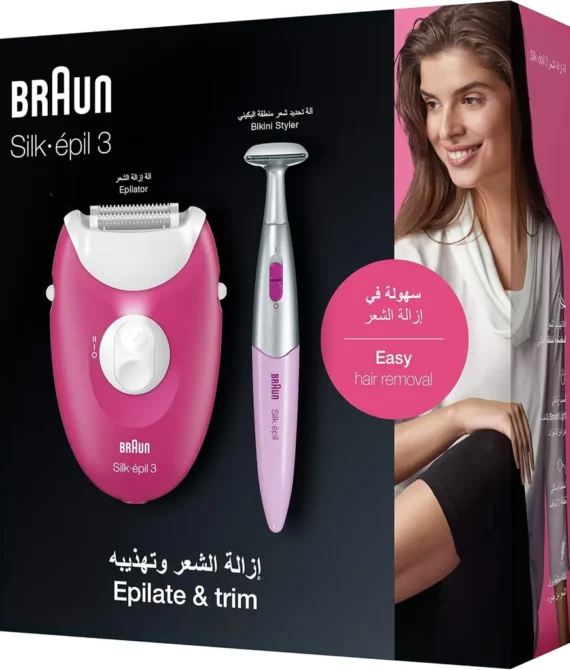 Braun Silk Epil 3 3-420 Epilator Raspberry Pink – Corded With 2 Extras – Including A Bikini Trimmer