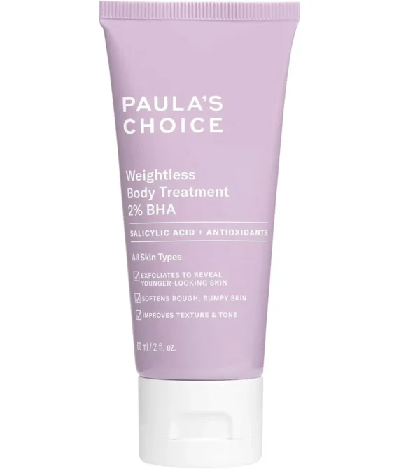 Paulas Choice Weightless Body Treatment 2% BHA Salicylic Acid & Chamomile Lotion Exfoliant Moisturizer for Keratosis Pilaris (KP) Prone Skin & Clogged Pores Fragrance-Free & Paraben-Free 2 Ounces