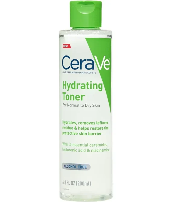 CeraVe Hydrating Toner for Face Non-Alcoholic with Hyaluronic Acid Niacinamide and Ceramides for Sensitive Dry Skin Fragrance-Free Non Comedogenic Full Size 6.80 Ounce (Pack of 1)