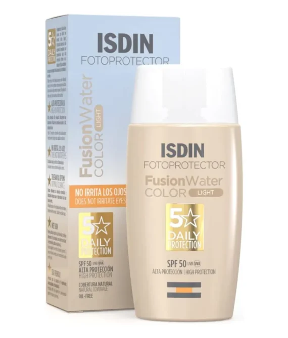 Isdin Fusion Water Color Spf 50 (Light) 50Ml Tinted Daily Facial Sun Cream Ultra-Light Texture