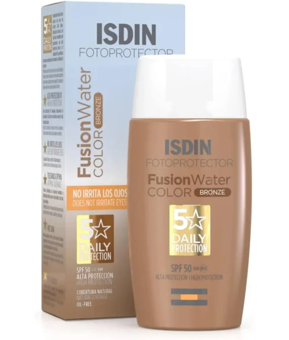 Isdin Fusion Water Color Spf 50 (Bronze) 50Ml Tinted Daily Facial Sun Cream Ultra-Light Texture