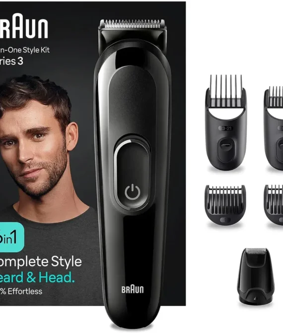 Braun MGK 3410 6 in 1 Style Kit 3 Beard Hair Grooming. With 50min runtime With 5 extra Curated Tools for Beard Clipping Precision Shaving and Hair clipping