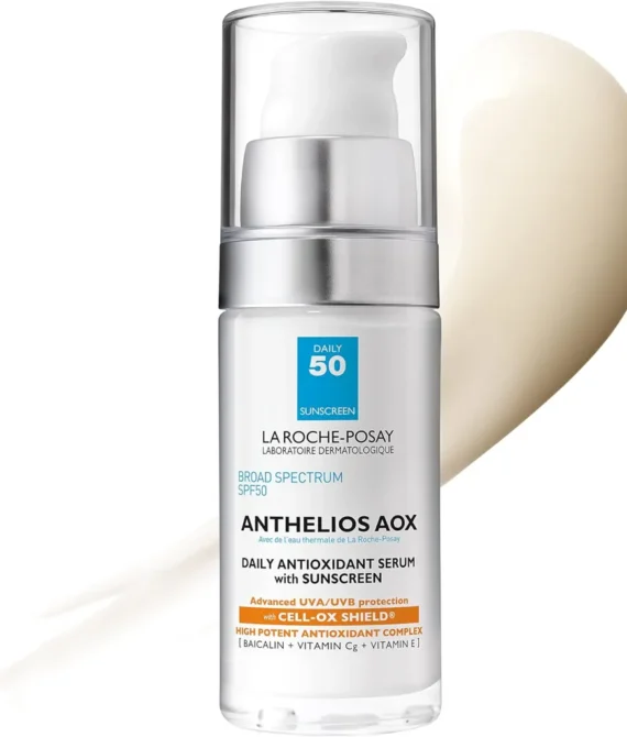 La RochePosay Anthelios AOX Daily Antioxidant Serum with SPF Face Moisturizer with Sunscreen and Vitamin C & E Oil Free Face Sunscreen for Sensitive Skin Moisturizing Sun Protection