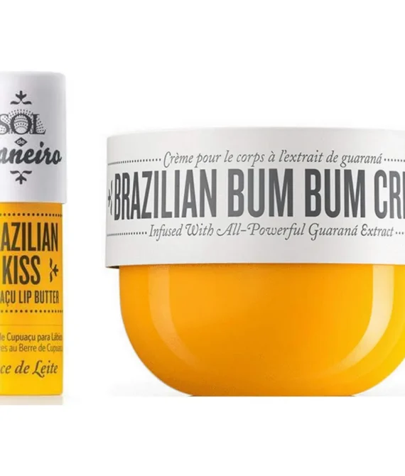 Sol de Janeiro Brazilian Bum Bum Cream 8 oz and Brazilian Kiss lip butter Bundle