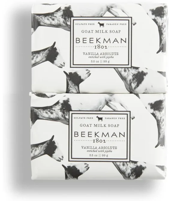 Beekman 1802 Goat Milk Body Soap Bar Vanilla Absolute Scented 9 oz Pack of 2 Nourishes Moisturizes & Hydrates 100% Vegetable Soap with Lactic Acid Good for Sensitive Skin Cruelty Free