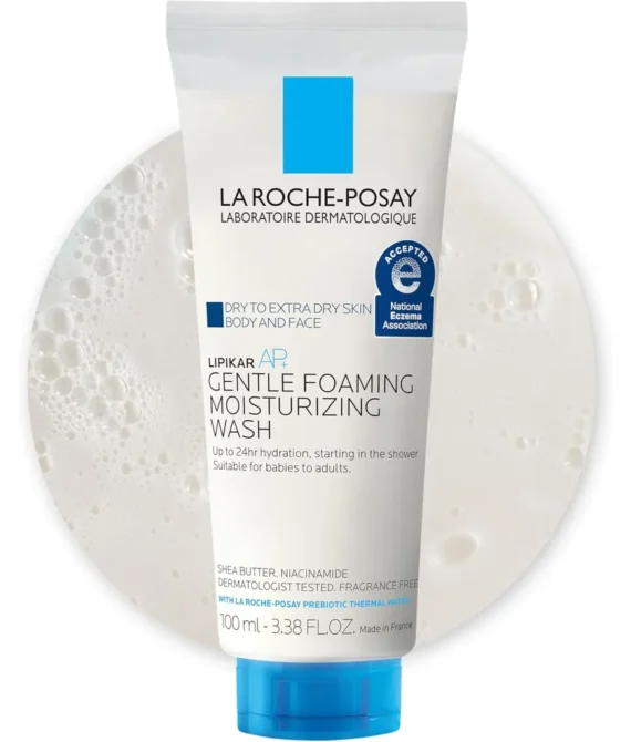 La RochePosay Lipikar AP+ Gentle Foaming Moisturizing Wash Shea Butter + Niacinamide + Glycerin Moisturizing Body Wash For Dry Skin National Eczema Association Accepted Soap Free