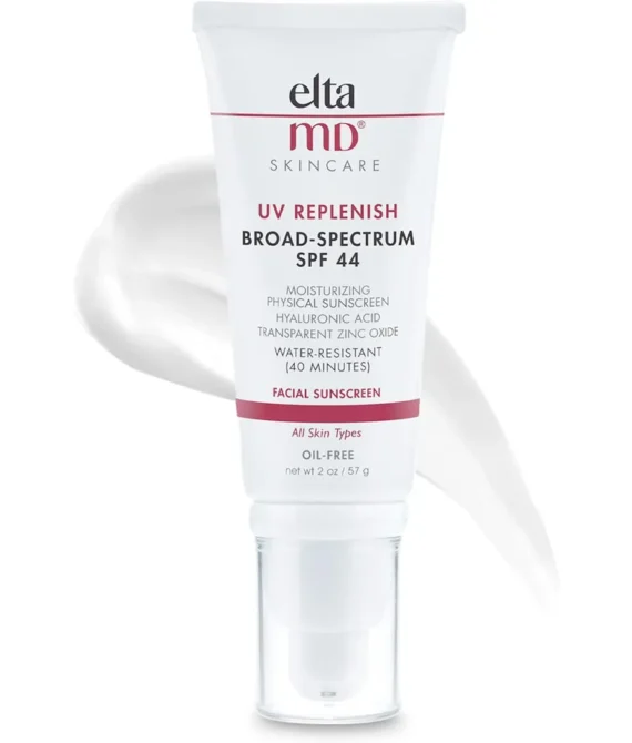 EltaMD UV Replenish Daily Face Sunscreen BroadSpectrum SPF 44 Protection Mineral Oil Free WaterResistant Zinc Oxide Facial Sunscreen for Sensitive Skin 2 oz.