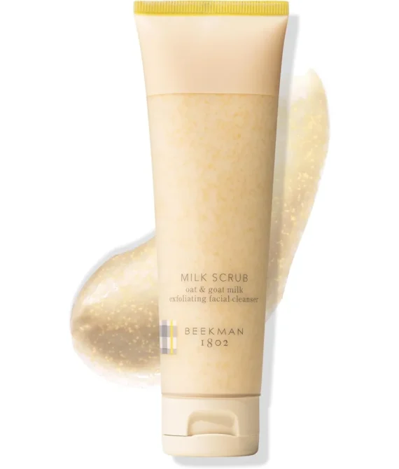 Beekman 1802 Milk Scrub Oat + Goat Milk Exfoliating Face Cleanser Fragrance Free 3 fl oz With Oat Milk & Jojoba Beads Skin Barrier & Biome Safe Good for Sensitive Skin Cruelty Free