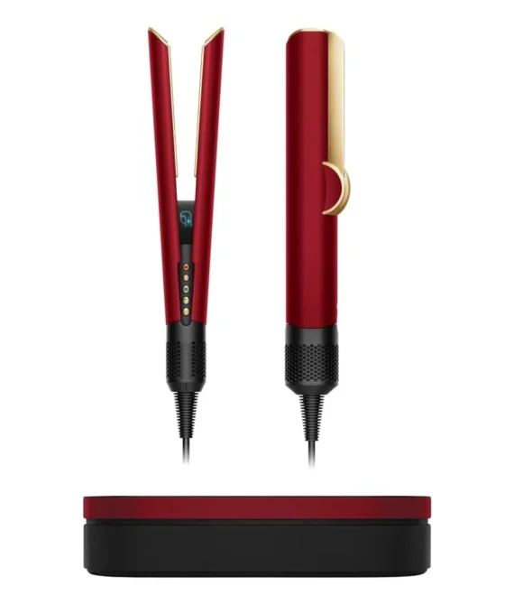 Dyson Airstrait Hair Straightener Red Velvet & Gold |Wettodry straightener|Straightens with air| No hot plates no heat damage| Wet & Dry modes | Suitable for all hair types |