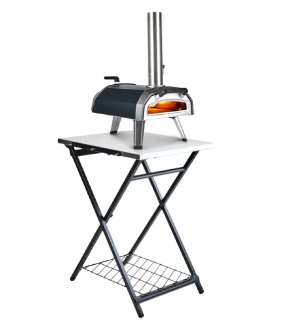 Ooni Outdoor Folding Table Compatible with 12 Inches & 16 Inches Ooni Pizza Oven Stainless Steel Surface Kitchen Outdoor Serving Outdoor Furniture Garden Trolley Stainless Steel Trolley Plancha