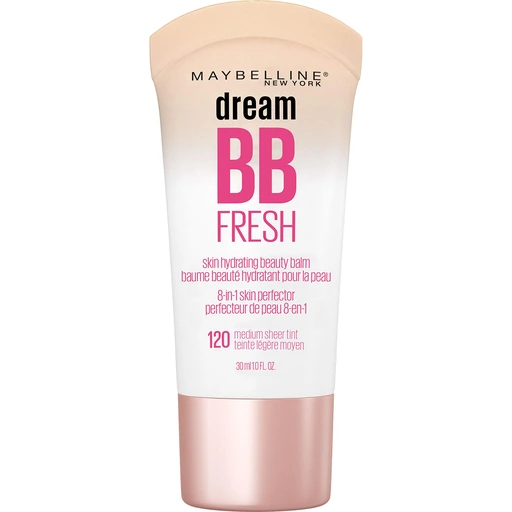 Maybelline Dream Fresh Skin Hydrating BB Cream, 8-in-1 Skin Perfecting Beauty Balm, SPF 30, Oil-Free, 120 Medium, 1 Fl Oz