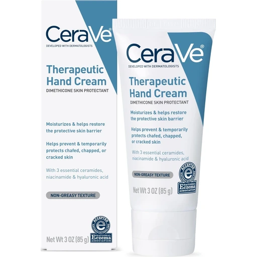 CeraVe Therapeutic Hand Cream, Hyaluronic Acid & Niacinamide Lotion, 3oz