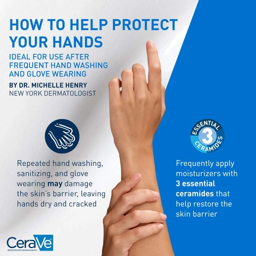CeraVe Therapeutic Hand Cream, Hyaluronic Acid & Niacinamide Lotion, 3oz - Image 3