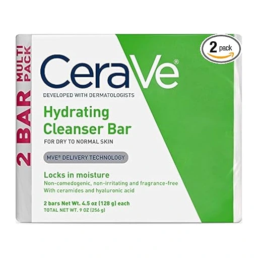CeraVe Hydrating Cleanser Bar, Soap-Free Face & Body Cleanser, 2-Pack - Image 4