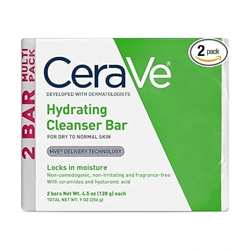 CeraVe Hydrating Cleanser Bar, Soap-Free Face & Body Cleanser, 2-Pack - Image 5