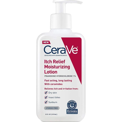 CeraVe Moisturizing Lotion for Itch Relief 8 Ounce Dry Skin Itch Relief Lotion with Pramoxine Hydrochloride Fragrance Free (Pack of 4)