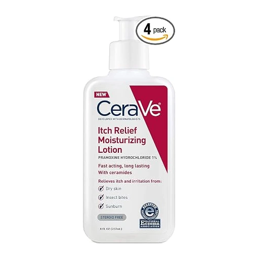 CeraVe Moisturizing Lotion for Itch Relief 8 Ounce Dry Skin Itch Relief Lotion with Pramoxine Hydrochloride Fragrance Free (Pack of 4) - Image 4