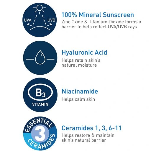 CeraVe Hydrating Mineral Sunscreen SPF 30 with Hyaluronic Acid, 2.5oz - Image 3