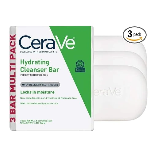 CeraVe Hydrating Cleanser Bar, Face Wash with 5% Moisturizing Cream, 3-Pack - Image 3