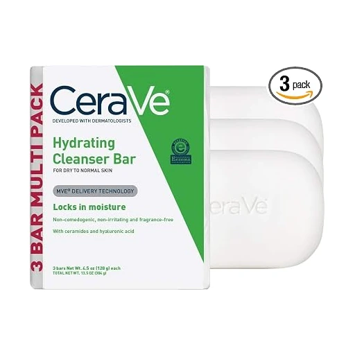 CeraVe Hydrating Cleanser Bar, Face Wash with 5% Moisturizing Cream, 3-Pack - Image 4