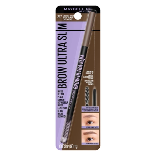 Maybelline Express Brow Ultra Slim Eyebrow Pencil with Precision Tip and Spoolie - Medium Brown - 257 Medium Brown