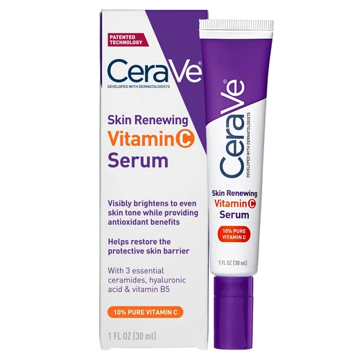 CeraVe Skin Brightening Vitamin C Serum for Face with Hyaluronic Acid, 1oz Skincare, 10% Pure Vitamin C, Brightening Serum, Ceramides, Antioxidant, Hydrates and Improves Skin Tone & Texture