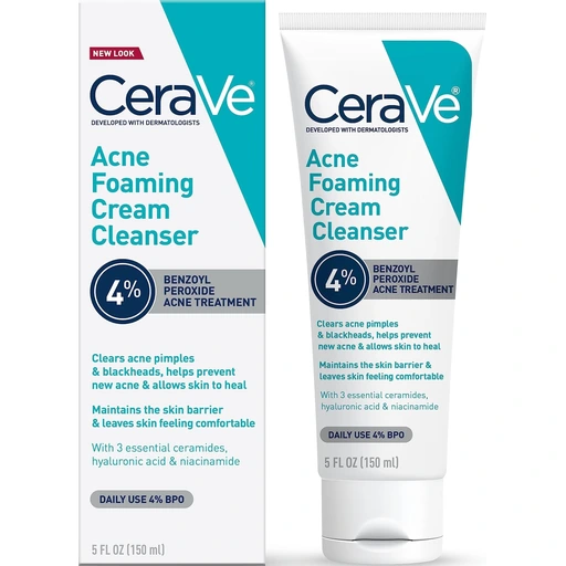 CeraVe Foaming Acne Cream Cleanser with 4% Benzoyl Peroxide - 5oz - Nan