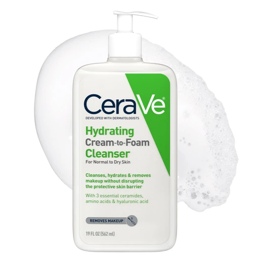 CeraVe Hydrating Cream-to-Foam Face Cleanser for Dry Skin, 19oz - Nan