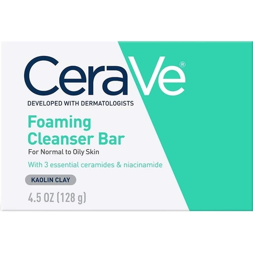 CeraVe Foaming Cleanser Bar, Face & Body Wash, Soap for Oily Skin, 4.5oz