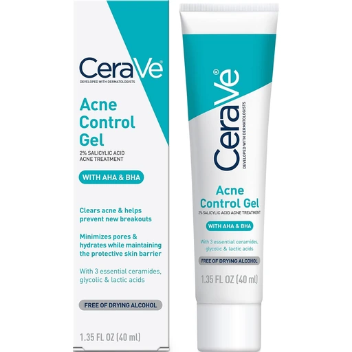 CeraVe Acne Control Gel, Salicylic & Glycolic Acid Face Treatment, 1.35oz