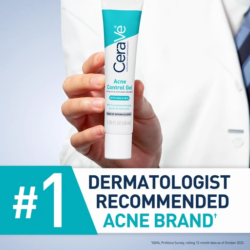 CeraVe Acne Control Gel, Salicylic & Glycolic Acid Face Treatment, 1.35oz - Image 5