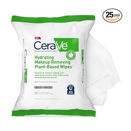 CeraVe Hydrating Fragrance-Free Plant-Based Makeup Remover Wipes with Glycerin & Ceramides, 25 Count - Nan - Image 4