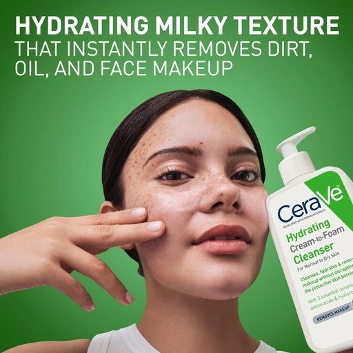 CeraVe Hydrating Cream To Foam Cleanser, Face Wash for Dry Skin, 8oz - Image 4