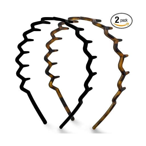 Kitsch Zig Zag Headbands for Women - Black and Tortoise, 2 pcs - Image 5