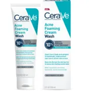 CeraVe Acne Foaming Cream Wash with 10% Benzoyl Peroxide Facial Cleanser, 5oz - Nan