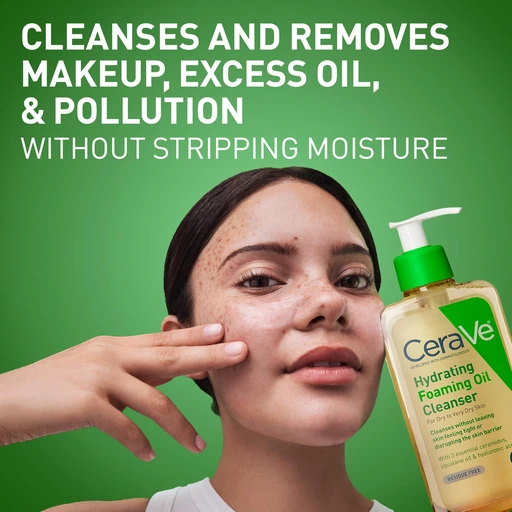 CeraVe Hydrating Foaming Oil Facial Cleanser with Hyaluronic Acid & Ceramides, 19 oz - Nan - Image 4