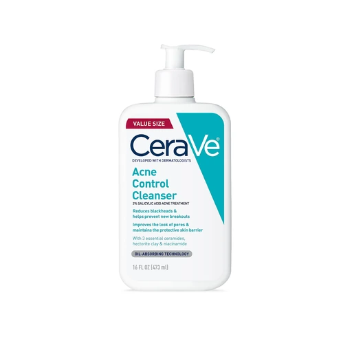 CeraVe Acne Control Cleanser, Face Wash with 2% Salicylic Acid, 16 oz