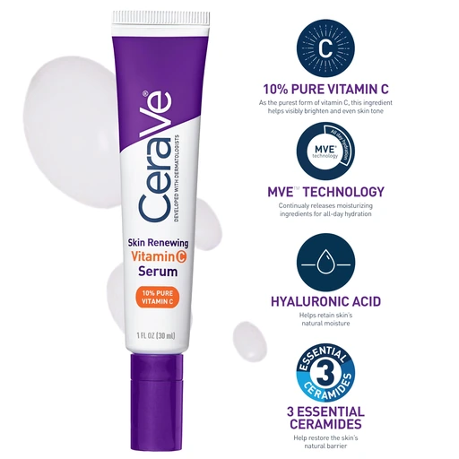 CeraVe Vitamin C Serum & Vitamin C Eye Cream Skin Care Set Skin Brightening Serum with Hyaluronic Acid for Face & Under Eye Cream with Caffeine for Dark Circles and Puffiness - Image 3
