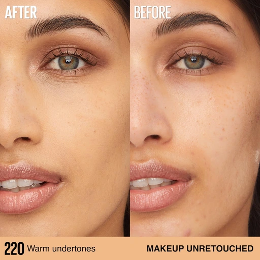Maybelline Super Stay Lumi-Matte Foundation, 220 Warm, Lightweight & Buildable Full Coverage, 30HR Wear - 220 - Warm - Image 4
