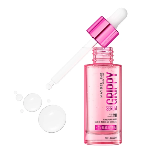 Maybelline Grippy Serum Primer, Hydrating Makeup Primer with 2% Niacinamide for 24H Makeup Wear, Clear - Nan